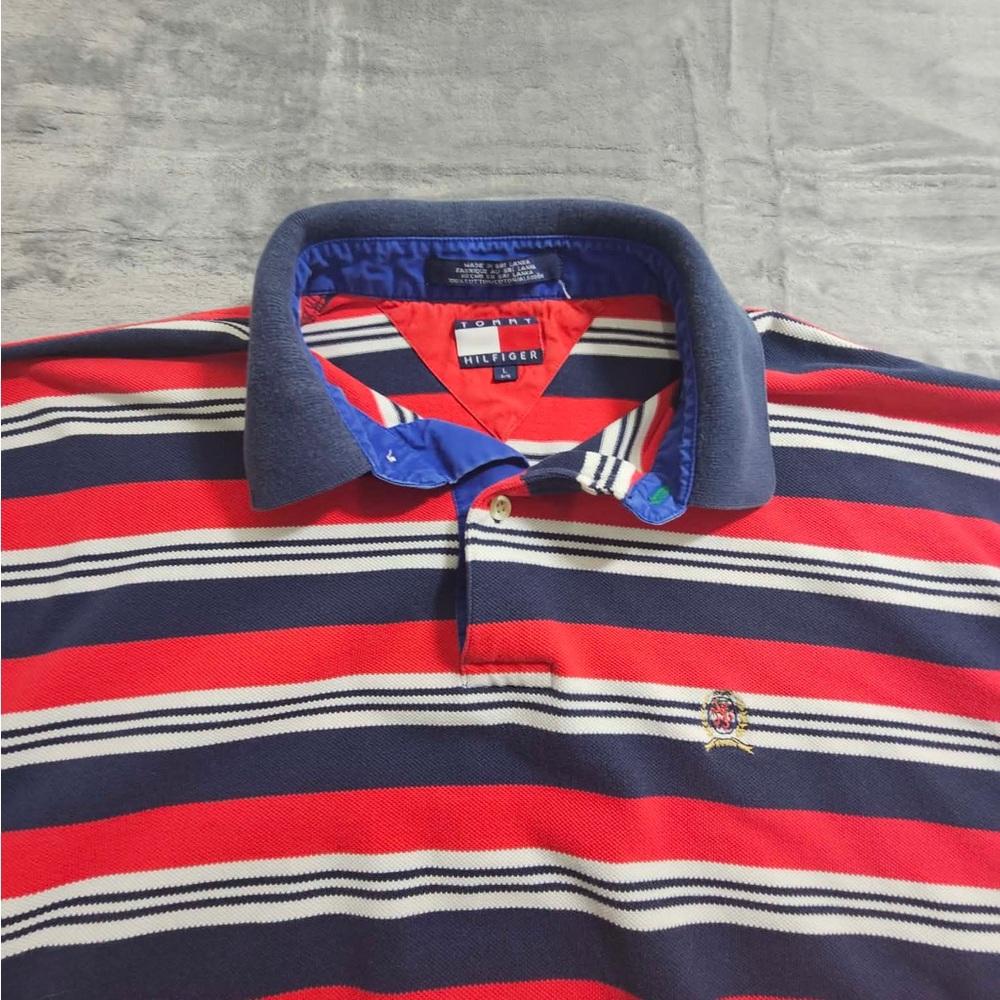 Vintage‎ Tommy Hilfiger Striped Polo 100% Cotton Size L